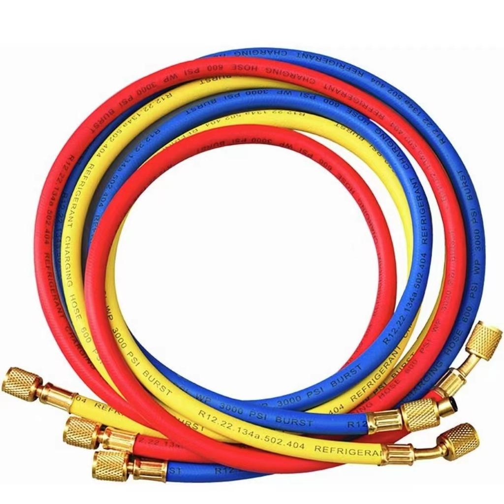 Brass Air Conditioning Refrigerant Charging Hose for R134a Industrial Can Withstand 3000/600 Psi Pressures for Outdoor Park Use