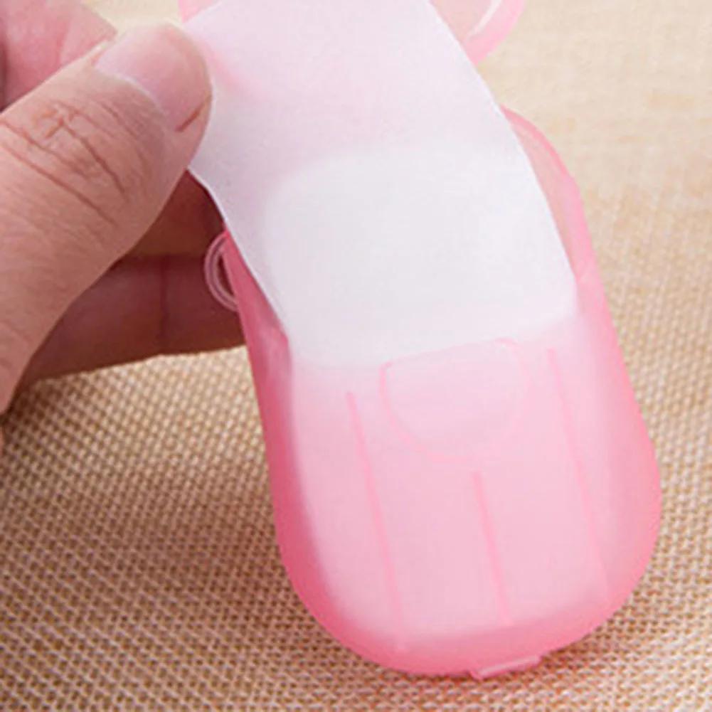 20/60/100Pcs Travel Soap Paper Disposable Boxe Mini Sheet Soap Washing Hand Kitchen Bathroom Supplies Outdoor Camping Paper Soap