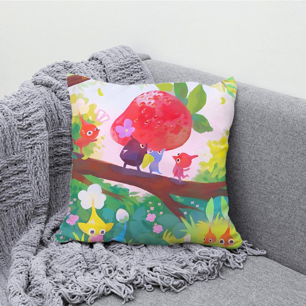 P-Pikmin 4 Game Cute Pillow Case Soft Cushion Cases for Farmhouse Sofa Decor Home Decorations and Protector Pillow Case 16x16Inch