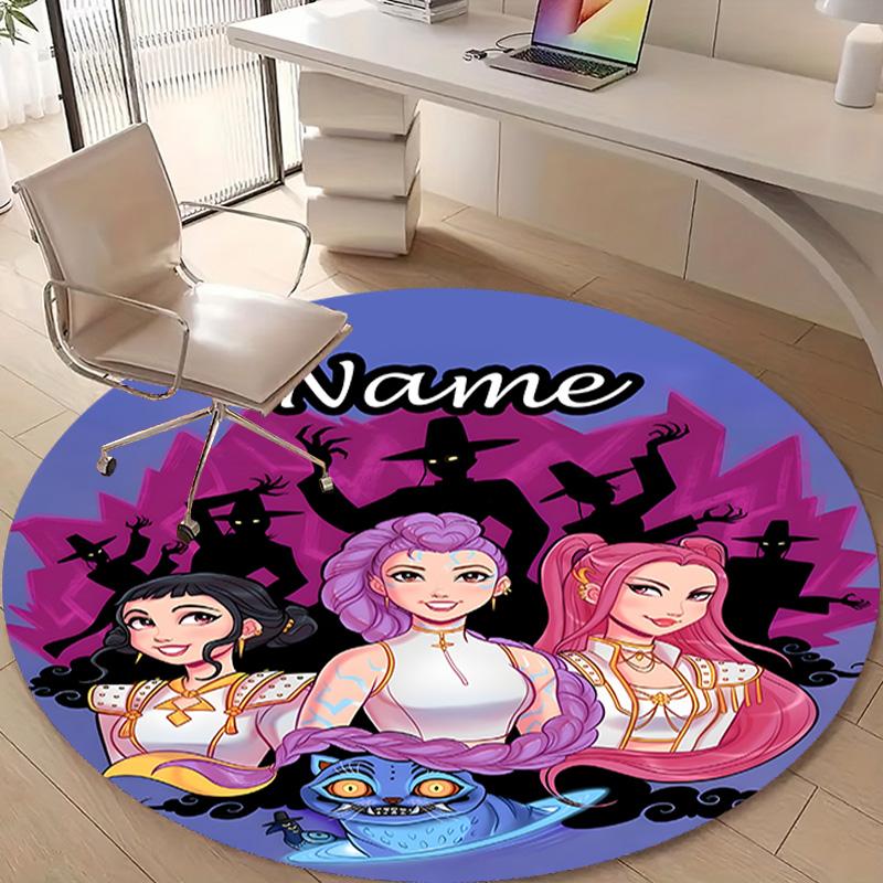 Personalized K-KPop Demon Hunters Round Chair Office Rug - Perfect for Mat, Office Chair & More - Ideal Gift for Birthdays and Holidays