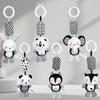 Non-Toxic Stroller Bed Crib Hanging Bell Plush Doll Baby Infant Rattles Newborn Black White Visual Grab Ability Training Toy For Bebe Gift