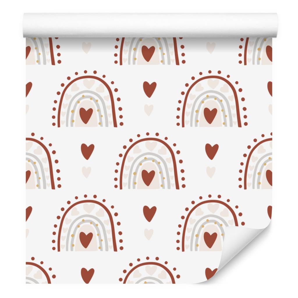 Rainbows and Butterflies Boho Wallpaper Red and Light Gray 50x1000