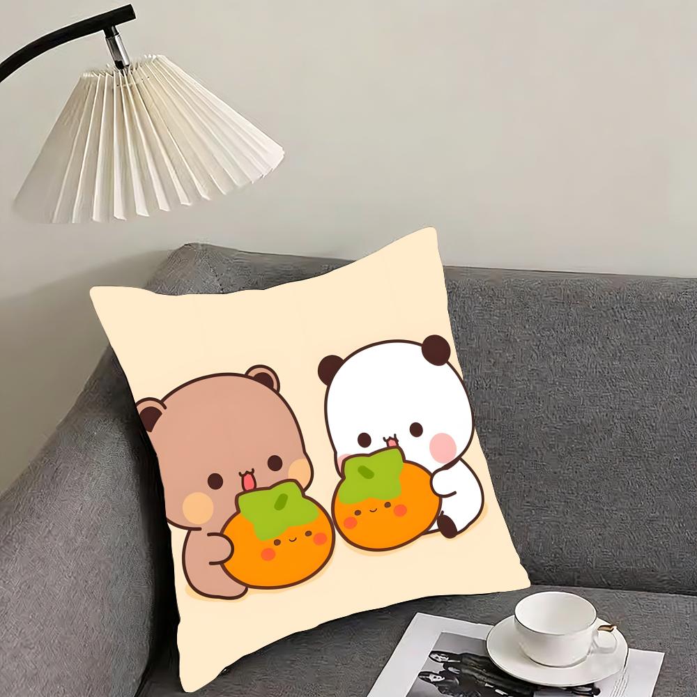 P-Panda Bubu And Dudu Cushion Cover Reversible Plush Pillow Cover – For car, sofa, bedroom, perfect as a gift.