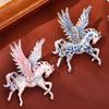 Contemporary Alloy Horse Brooch Avaliable Badge with Big Wing Accent Versatile Clothing Accessory Jewelry