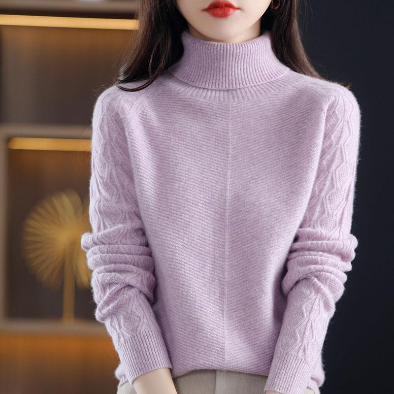 Autumn and winter new turtleneck sweater women's loose thickened lazy style fashion versatile knitted bottoming shirt women