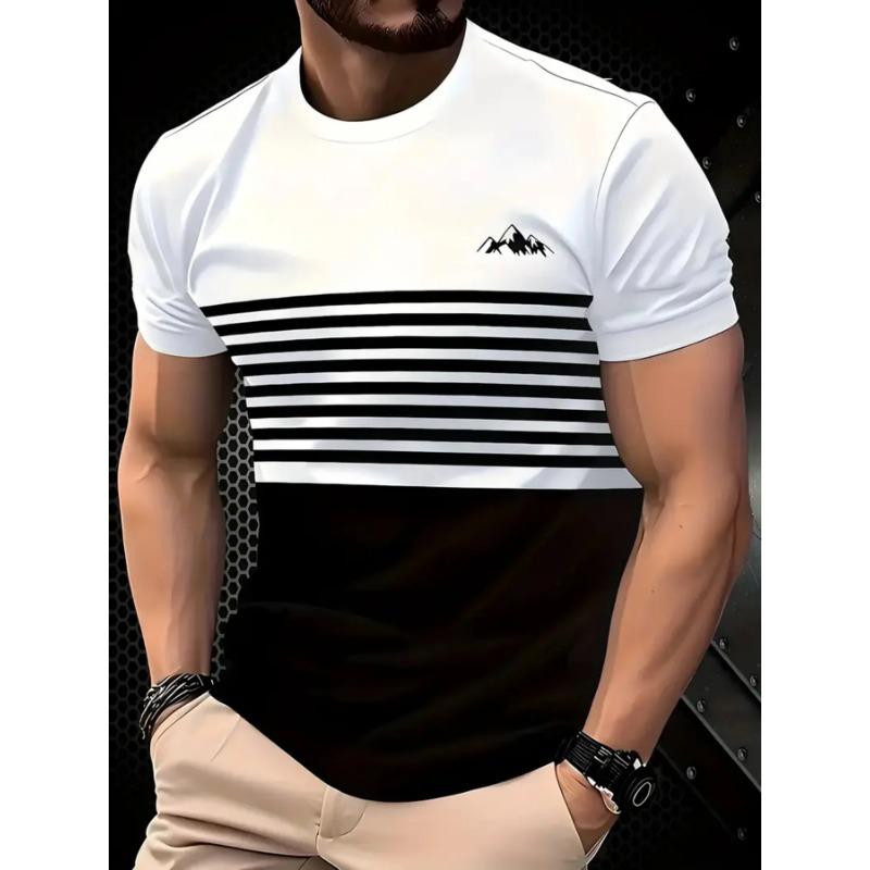 Summer Round Neck 3D MILAN Pattern Print Top Fashionable Casual Short Sleeved Men's T-shirts