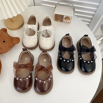 Spring and Autumn New Style Trend Bow Versatile Girls Comfortable Soft-soled Leather Shoes