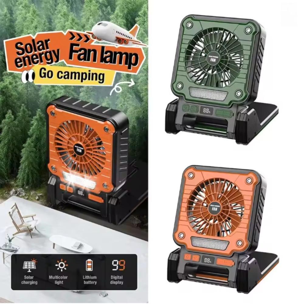 Outdoor camping fan portable USB tent lighting LED multifunctional Amazon camping solar electric fan