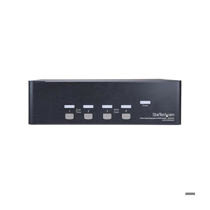 STARTECH Switch KVM Double Affichage DisplayPort 4K 60 Hz À 4 Ports Avec Hub USB 2.0 Intégré - 4 Ordinateur(s)