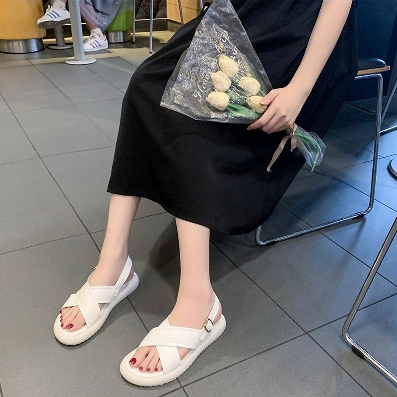 2024 Sandale Noi de Vară pentru Femei Sandale cu Vârf Deschis Sandale de Modă Crossover Pantofi Casual Toc Mic Platformă Pantofi cu Cataramă Sandale Femei