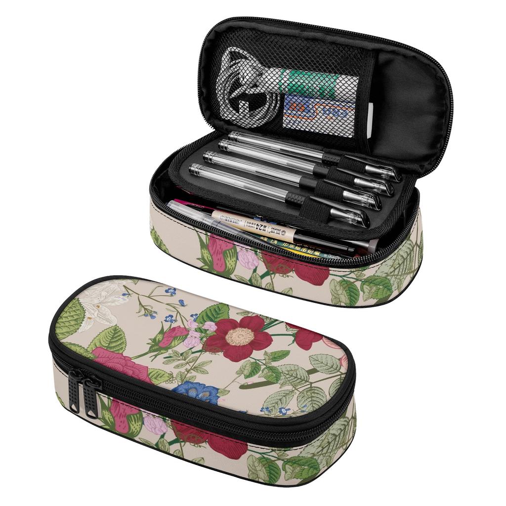 Pencil Pouch Roomy Interior Smooth Zipper Strong Polyester Fabric with Mesh Pocket Removable Divider and Pen Slots for Students