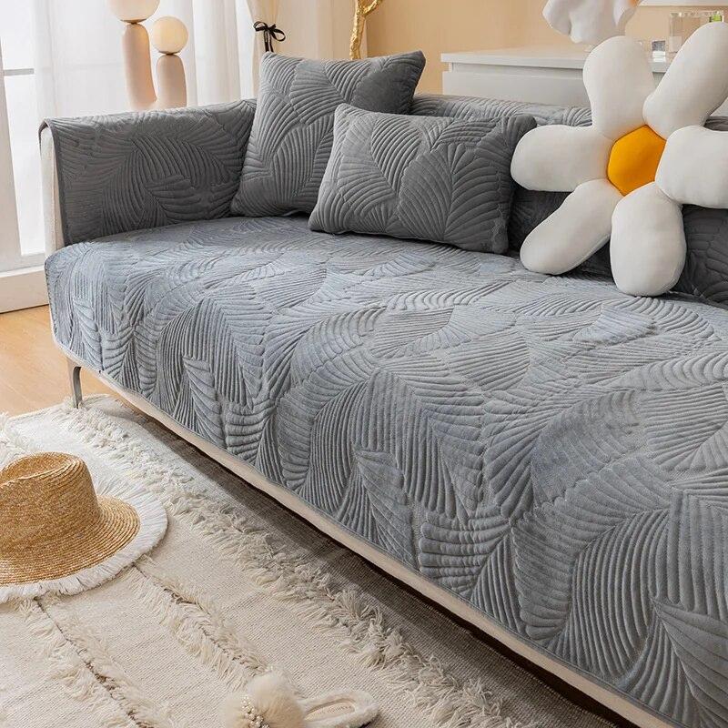 Thick Plush Sofa Towel Universal Non-Slip Corner Sofa Cushion Armrest Velvet Sofa Cover Mat Home Decoration Cover Solid Color
