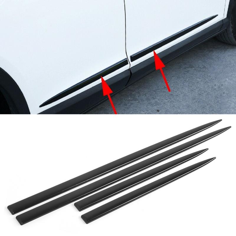 4PCS Body Side Trim Waterproof Bright Black Universal Door Protector Auto Modification Body Side Molding Exterior Belt Door Trim