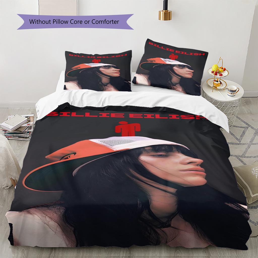 Billie Eilish Pattern Bedding,Quilt Set Quilt Cover Pillowcase Home Birthday Gift (1 * Duvet Cover + 2 * Pillowcase, Without Core)