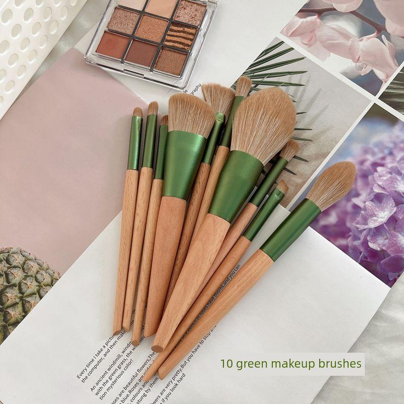 

New Arrival 10 PCs Green Radish Makeup Brushes Suit Super Soft Fiber Hair Face Powder Eye Shadow Eyebrow Brush Makeup Tools In Stock 10 green makeup brushes