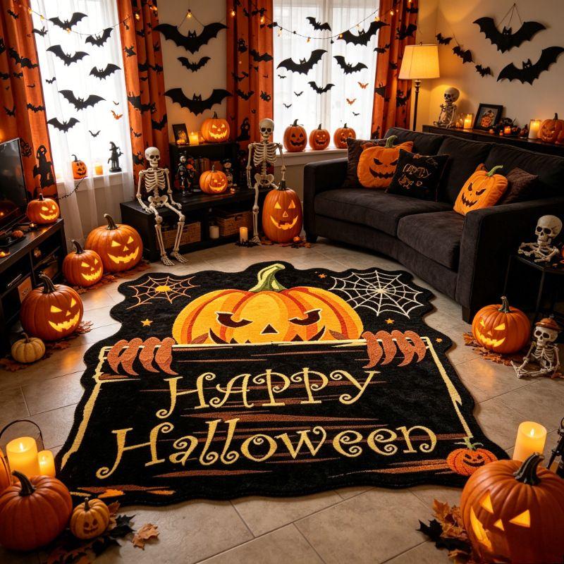 Halloween Alien Ghost Bat Black Cat Door Mat Cute Anti slip Entry Floor Mat Pumpkin Witch Entrance Foot Mat Home Decor