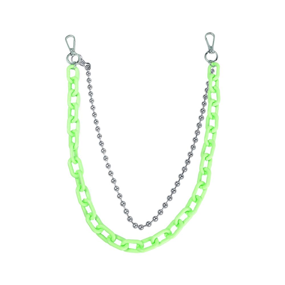 Fluorescent Hip Hop Clothes Decoration Women Acrylic Chains Plastic Belts Punk Style Waist Chains Pants Chains Double Layer
