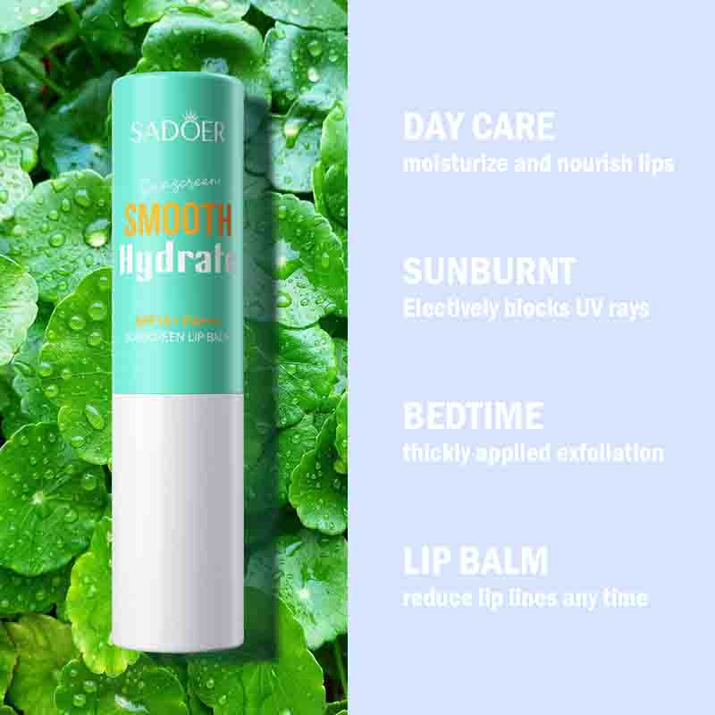 SADOER Spf 15+ Protezione Solare Labbra Bloccante Solare Balsamo Labbra Idratante Attenua le Linee delle Labbra Nutriente Idratante Rossetto per Labbra Cura della Pelle