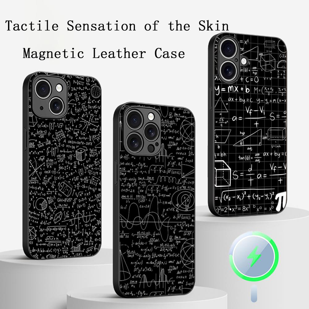 Cool formula equation cool pattern Phone Case For iPhone 16 15 14 13 12 11 Plus Pro Max High-end Luxury Magsafe Sheepskin