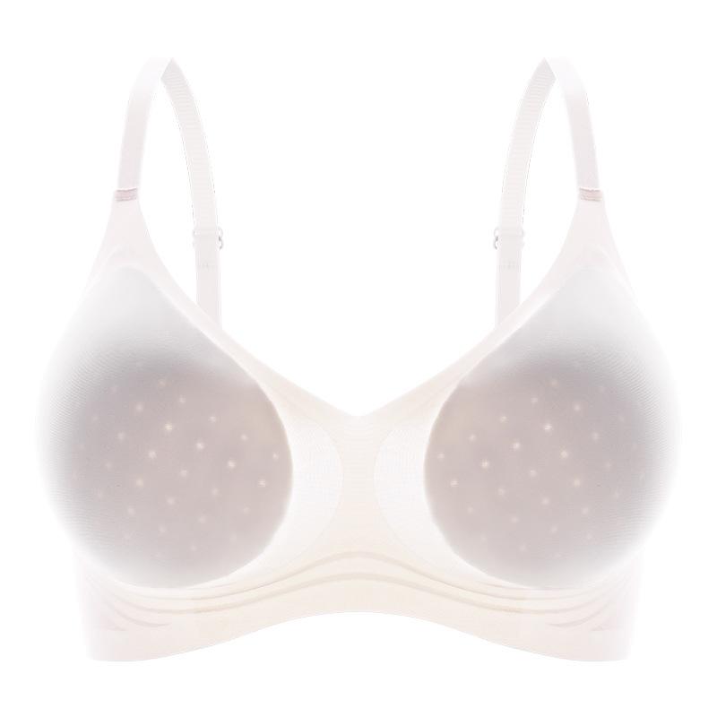 

Ultra-thin breathable, seamless, comfortable and refreshing, gathered, anti-sagging, no steel ring, breast-breasted women s bra m(recommended 45-55kg ) белый