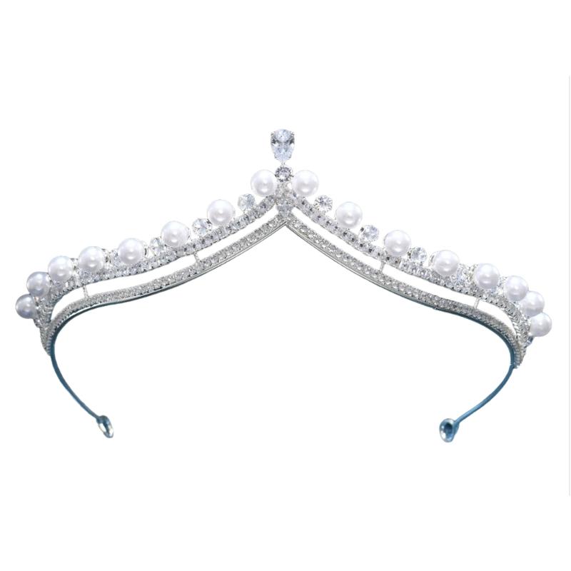 Elegant Pearls Crowned Headband For Weddings Parties And Event Sparkling Rhinestones Metal Construction Headdress
