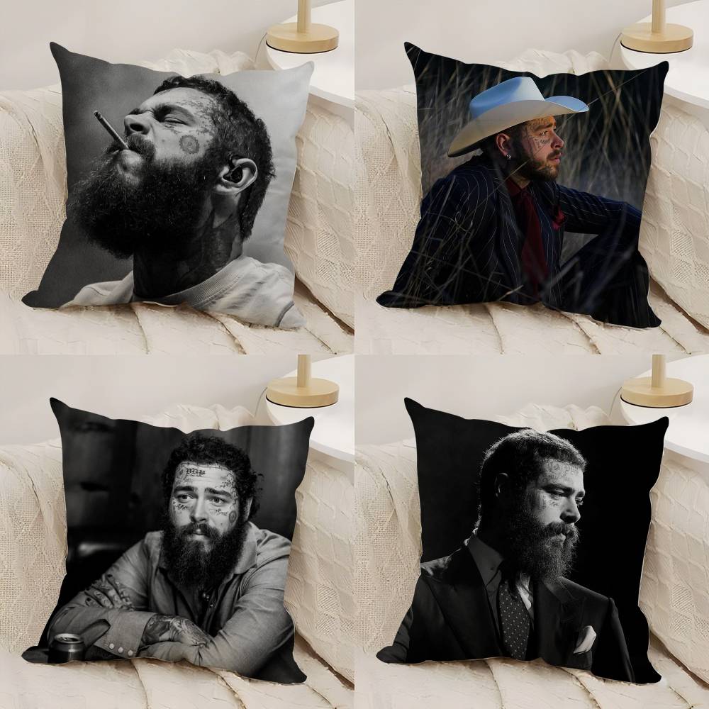 P-Post M-Malone Pillow Case Home Dorm Chair Back Short Plush Double-Sided Printing Office Nap Time Cushion Cover
