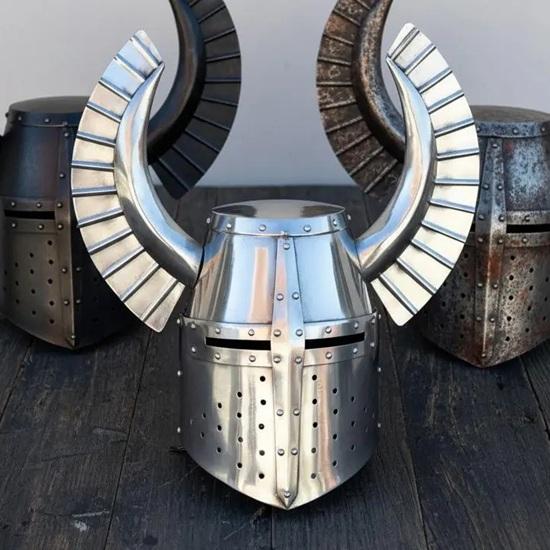 Templar Winged Knight Helmet, Steel Medieval Teutonic Helm with Brass Cross for Halloween, Special Occasions