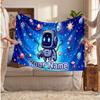 Astro Bot Personalized Flannel Blanket, Custom Printed Text Name, Warm Soft Blanket For Couch Bed