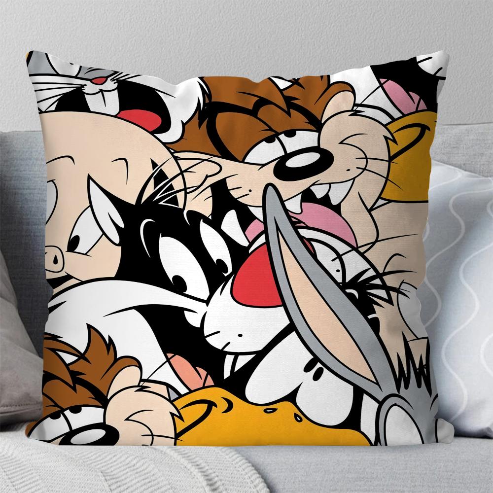 Мультяшная наволочка Looneys T-Tunes Квадратная подушка Спальня Диван Досуг Комфортная подушка Автомобиль Гостиная Домашнее украшение 40X40 18x18Inch