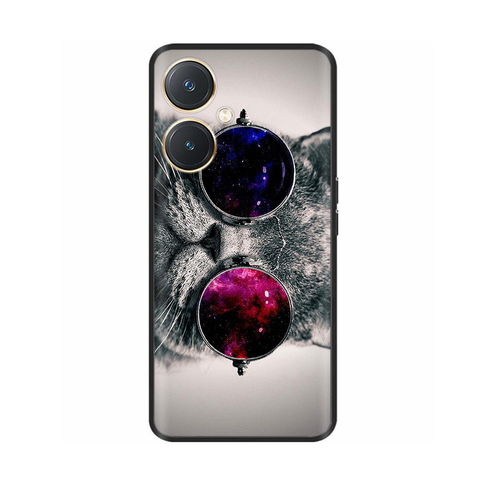 For Vivo Y27 Y27s Case Fashion Flowers Black Soft Coque Silicone Shockproof TPU Phone Cover Funda for Vivo Y27 Y 27 Bumper V2249