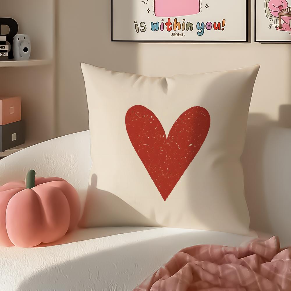 Sweet Romantic Cute Art Heart Shape Cushion Cover Pillowcase Short Plush Invisible Zipper Room Sofa Cushion Cover