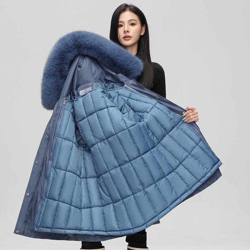Women's winter new hooded women's versatile fur collar removable one dress three wear women's coat