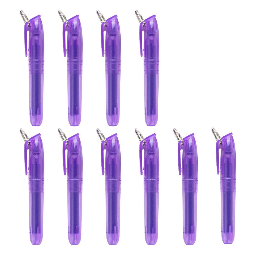 10Pcs Colorful Highlighter with Metal Round Keyring Chisel Tip Marker Pen Quick Drying for Scrapbooking Calendar Journal