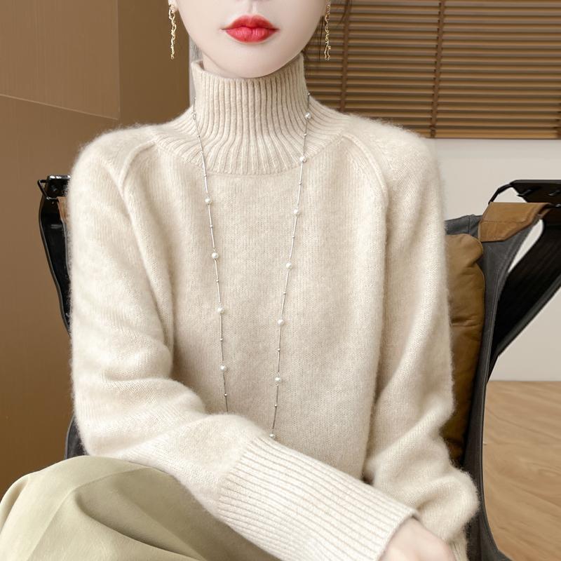 Women's Cashmere Sweater Qinghe Cashmere 30% Cashmere 70% Wool Warm and Fashionable All-match Autumn and Winter