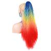 Ponytails Rainbow Ombre Gradient Color Long Curly Ponytail Hair Extension with Claw Instant Styling Hairpiece for Women
