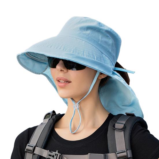 Wide Brim Shawl Design Adjustable Windproof Rope Fisherman Hat Women Lightweight Ponytail Hole Visor Hat