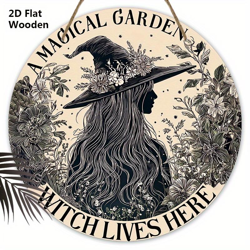 

Rustic Halloween Wooden Sign with Witch Pattern - Charming Figurine Ornaments - Ideal for Front Door, Wall, Room Decor 20cm/7.87in серый