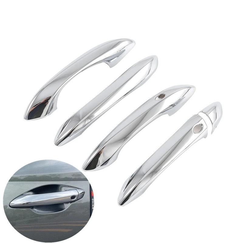 For Hyundai Tucson NX4    ABS Chrome Carbon Fiber Black Car Door Handle Cover Trims Sticker Car Styling Accessories