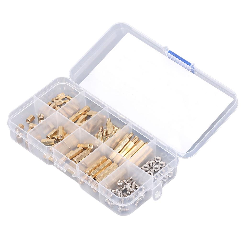 120Pcs M3 Standoff Kit Brass Standard Hex Screw Nut Standoff Kit for Automobiles Electronics