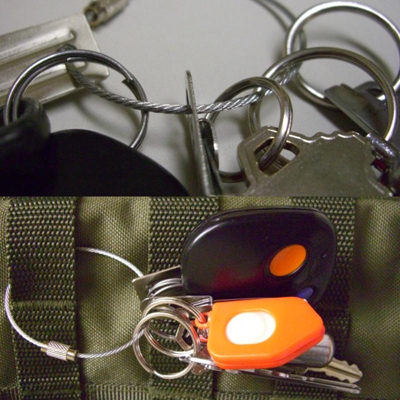 10PCS Screw Locking Wire Rope Key Chain 110MMx1.5MM Durable Stainless Steel Keyring Gadget Outdoor Tool DIY Camp Luggage Tag ZYF