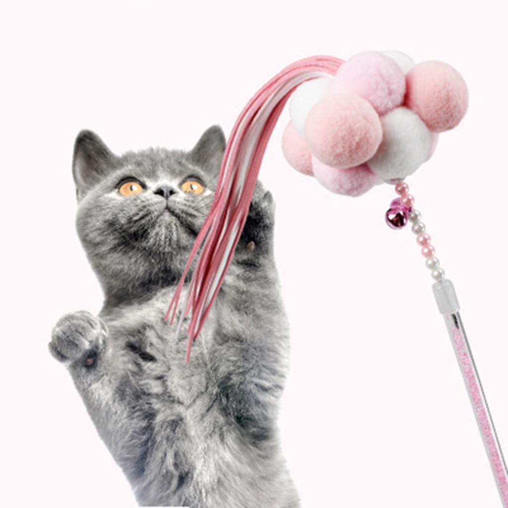 Teaser Wand Toy Stick Feather Interactive Play Funny Pet Supply