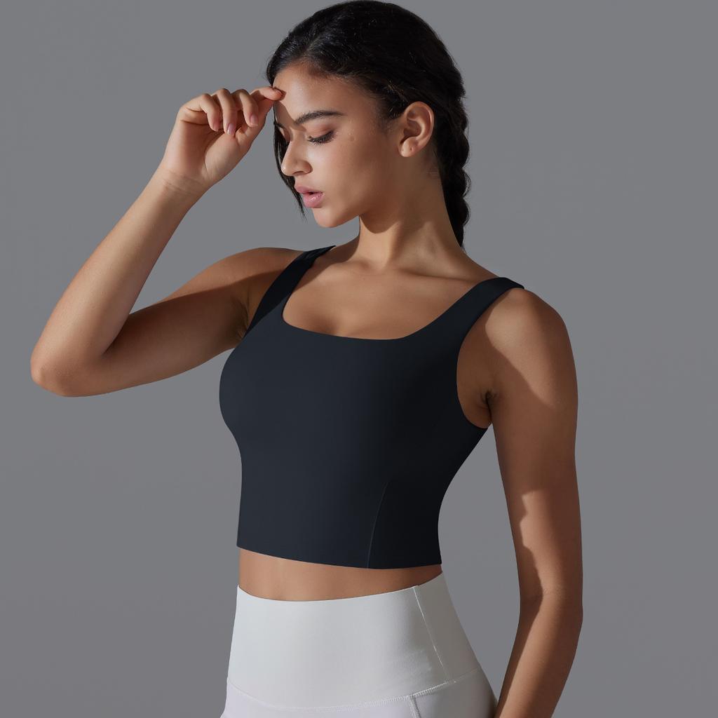 One Cup Tight Height Elastic Solid Color Sports Underwear Vest Running Fitness Yoga Wear Bra