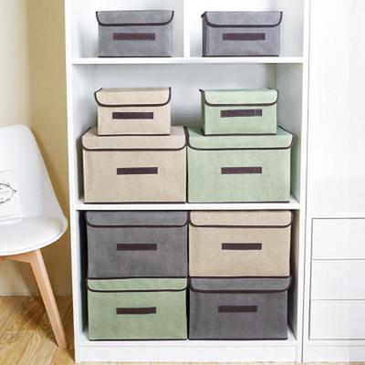Boîte de rangement pliable pour articles divers en tissu non tissé imitation chanvre, boîte de rangement portable anti-poussière, boîte de tri pour vêtements.