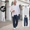 SHANSHAN Men's Pure Linen Stand Collar Shirt & Pants Set