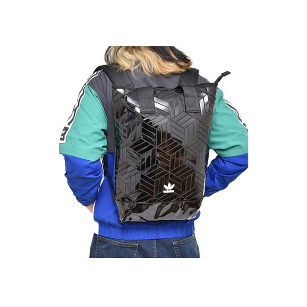 Adidas Originals 3D Logo Solid Color Backpack Unisex Backpack Black FL9675