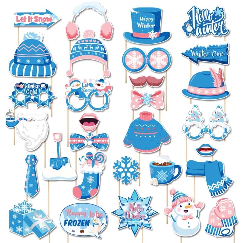 Winterliche Feier Handheld Dekorationen Schneeflocke Weihnachtsbaum Fotoautomat Zubehör