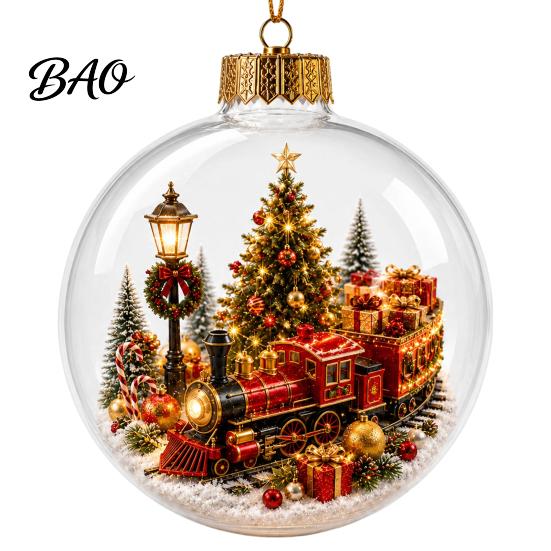 Personalisierte Weihnachtsgeschenkideen Beleuchtete Kugeln, 3D-Miniatur-Szene zum Aufhängen mit warmem LED-Licht, Einzigartige Souvenir-Geschenke, Klares Acryl