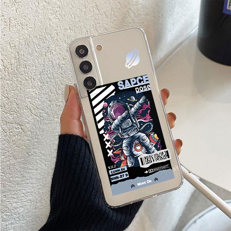 Niedliche Astronaut Planet Klare Hülle Für Samsung Galaxy S22 S20 FE S21 S10 S9 Plus Note 20 Ultra 10 Lite Weiche Handyhülle