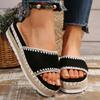Women'S Platform Slip Sandals Fashionable And Casual Solid Color Fabric Upper Women Heeled Sandals Sandals Women Size 8 Wedge
