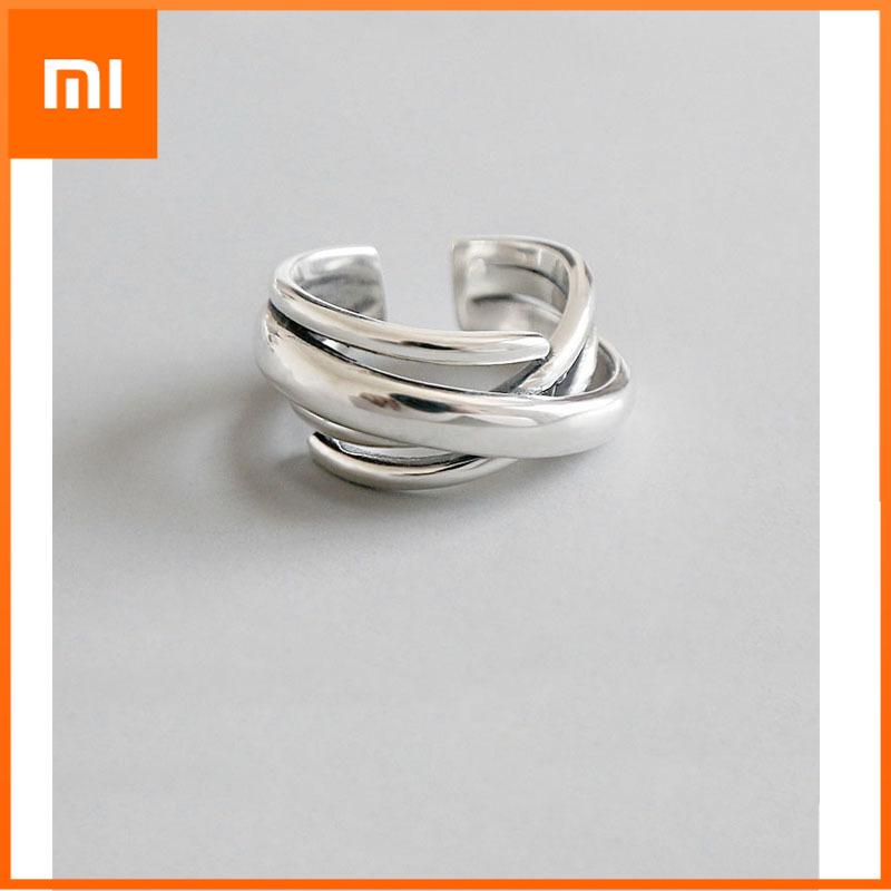 Xiaomi 925 Sterling Silver Rings For Women Bohemian Adjustable Geometric Irregular Rings Exaggerated Novelty Jewelry S-R406